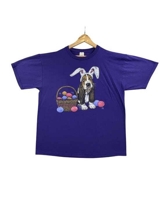 Cotton Grove Designs Other - Vintage Cotton Grove Designs Shirt Mens XL Purple Easter Dog Bunny Tee 1995 USA